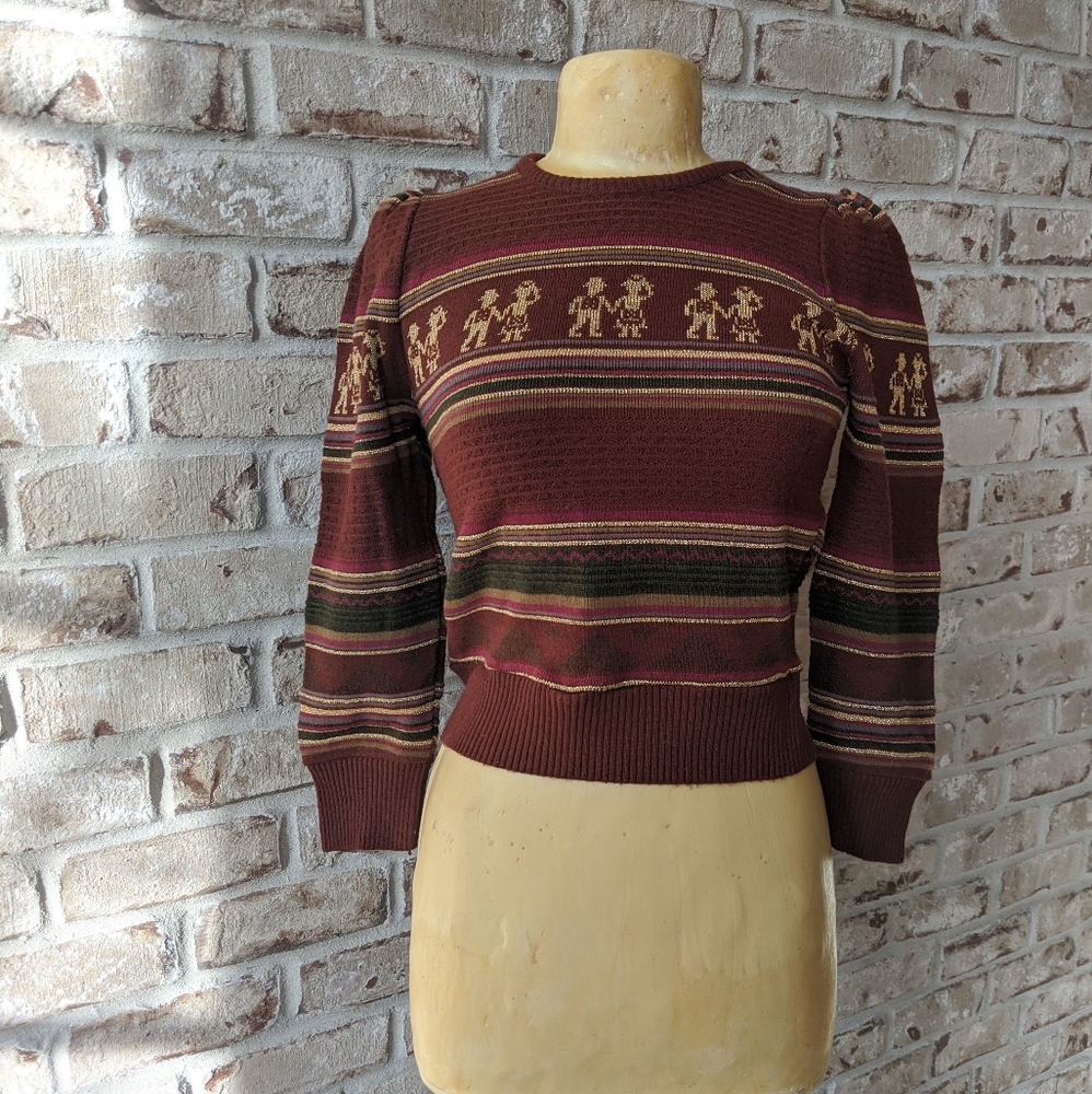 Vintage wool sweater with metallic detail